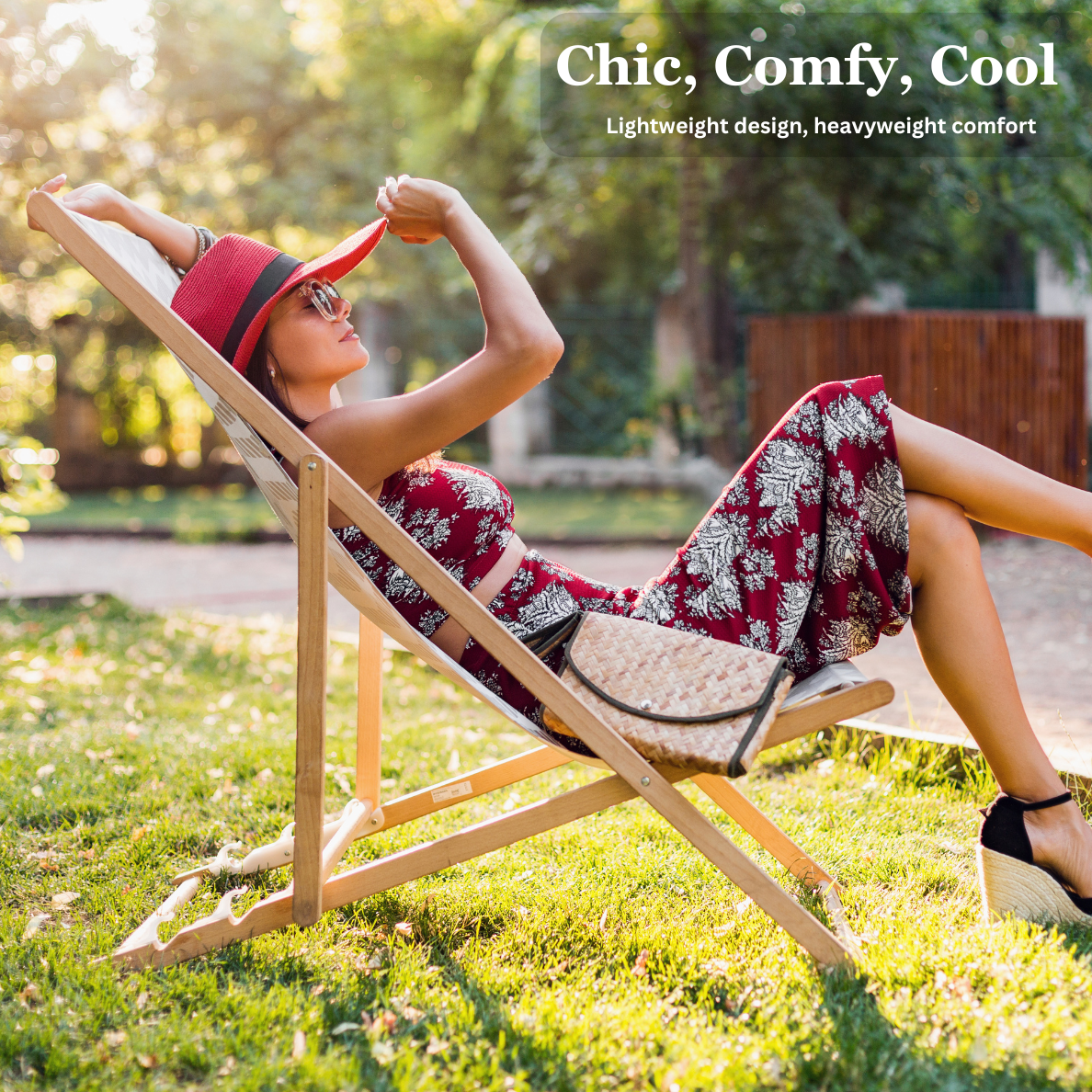 Wooden Sling Chair – Sun lounger for Outdoor Seating - 4 Colors available