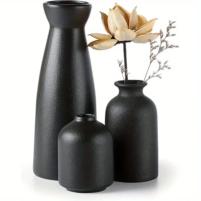 3pcs Beige Ceramic Vase