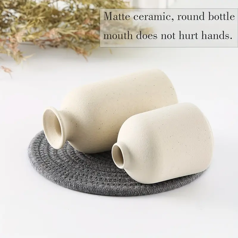 3pcs Beige Ceramic Vase